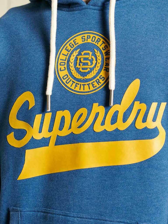 Script Style Collegiate Sweatshirt with Hood Navy