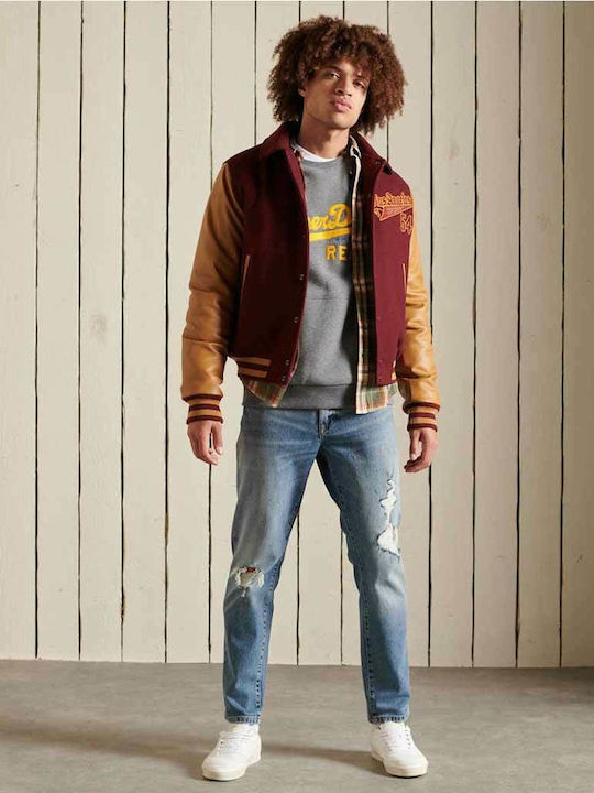 Superdry Vintage Logo Source Ανδρικό Φούτερ με Τσέπες Γκρι