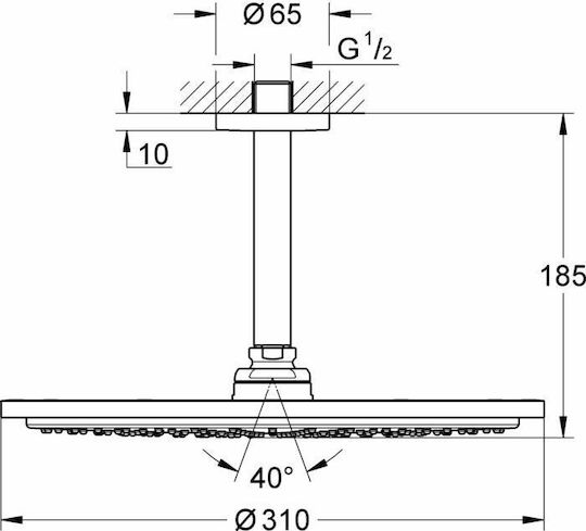 Grohe Rainshower Essence New Στρογγυλή Κεφαλή Ντουζ 31cm με Βραχίονα 14cm