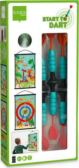 Scratch Europe Set with Target & Darts Children's Magnetic Target 2 Sides with 6 Darts Medium - Dinosaurs