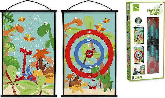 Scratch Europe Set with Target & Darts Children's Magnetic Target 2 Sides with 6 Darts Medium - Dinosaurs