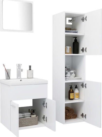 vidaXL Waschtisch ohne Waschbecken mit Spiegel L41xB38.5xH46cm und Säule Weiß