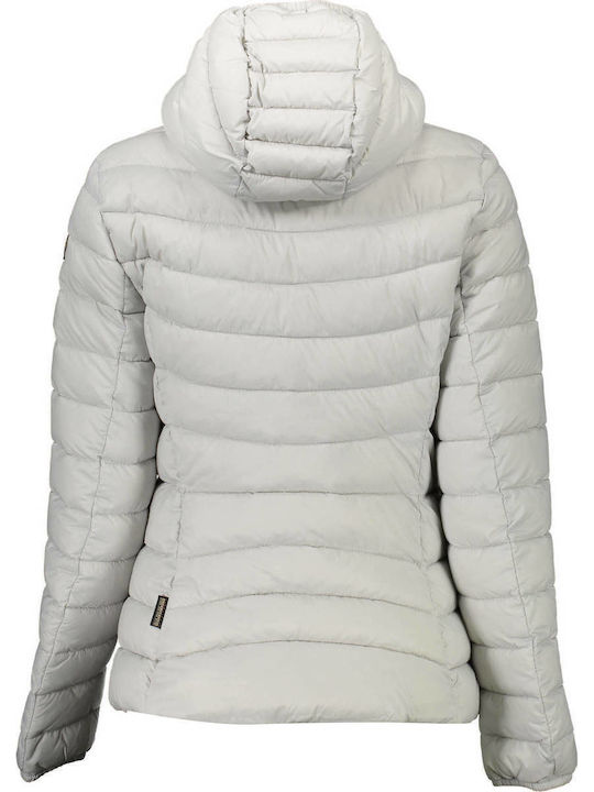 Aerons Κοντό Γυναικείο Puffer Μπουφάν για Χειμώνα Γκρι