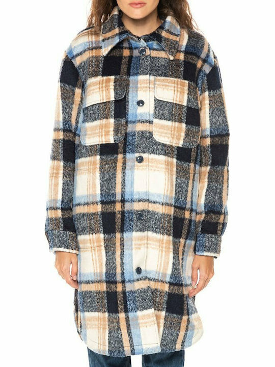 Women's Checked Beige Overshirt