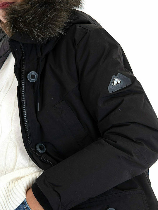 Women's Long Parka Jacket for Winter Black
