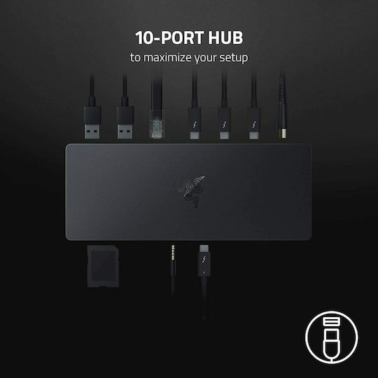 Razer Thunderbolt 4 Dock Chroma Thunderbolt 4 Docking Station με 4K PD Ethernet Μαύρο