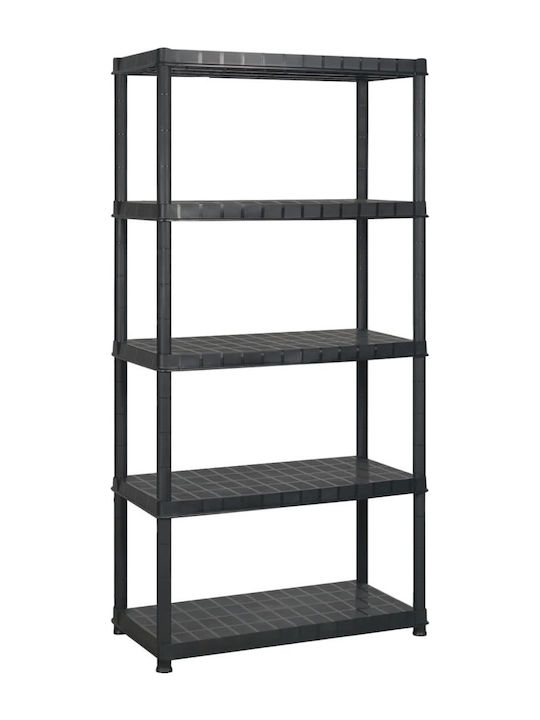 Plastic Outdoor Shelving Unit with 5 Shelves Black 255x40x185cm