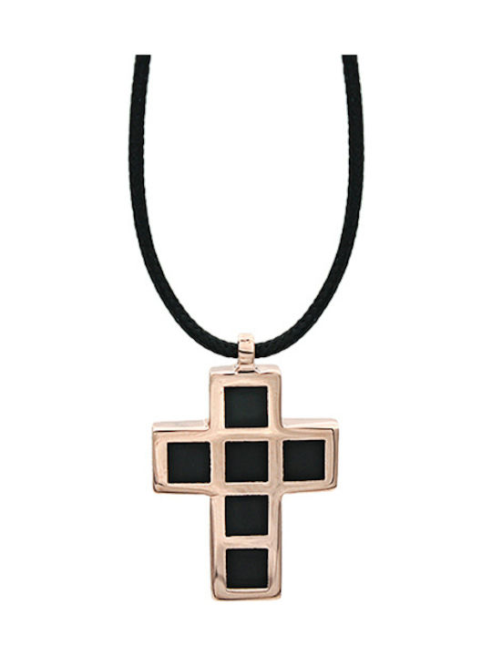 Very Gavello Rose Gold Cross 9K with Cord Tetris