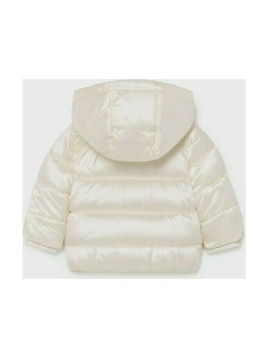 Mayoral Kids Quilted Jacket Short with Hood Ecru