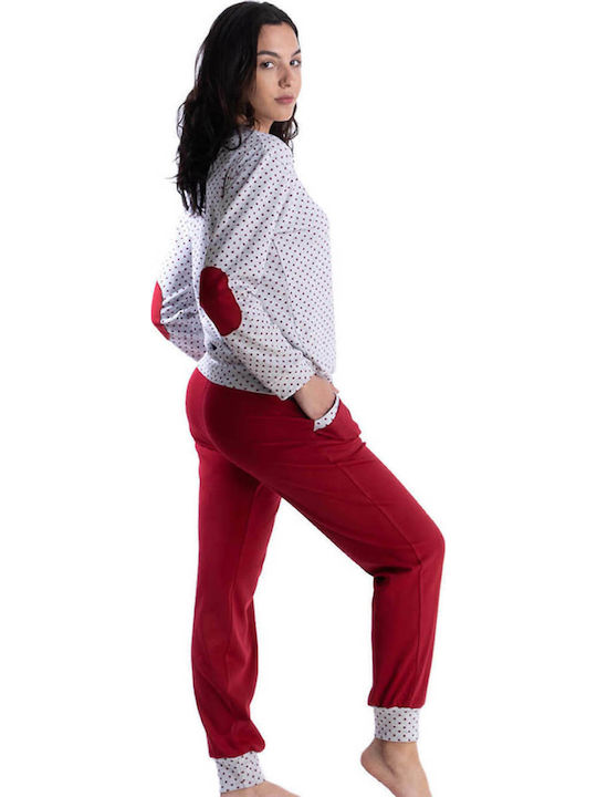 Rachel Iarnă Set pijama femei Bumbac Burgundy