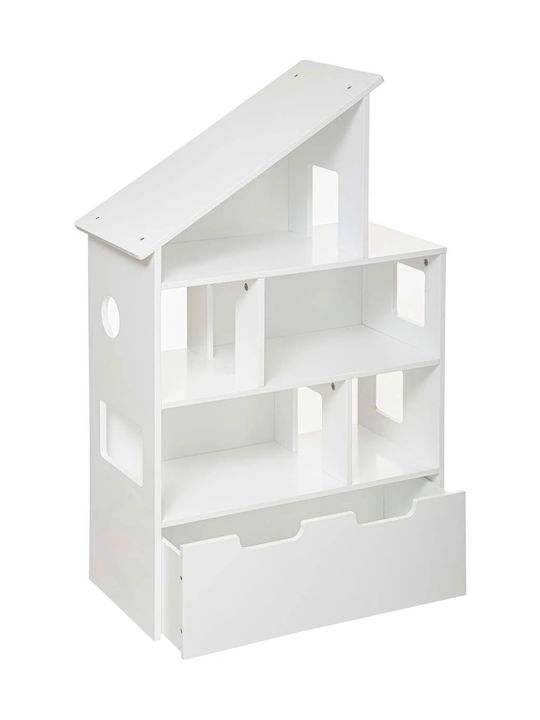 Детски Рафт За Кутии За Стена Бял 64.5x30x103.5см