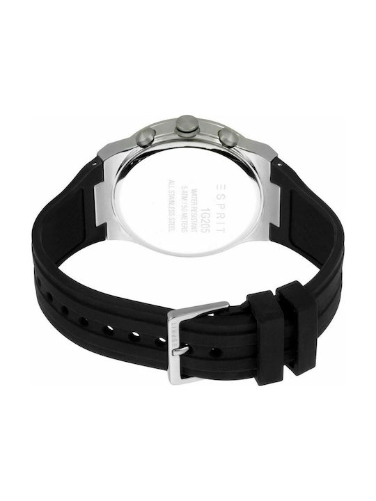 Esprit Uhr Chronograph Batterie mit Schwarz Kautschukarmband