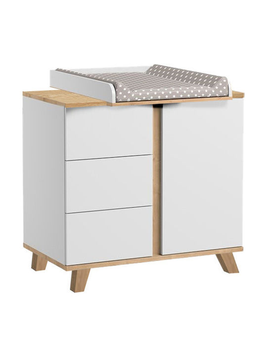 Bebe Stars Cappuccino Seturi de mobilier pentru copii cu Pat, Comodă și Dulap Alb / Bej