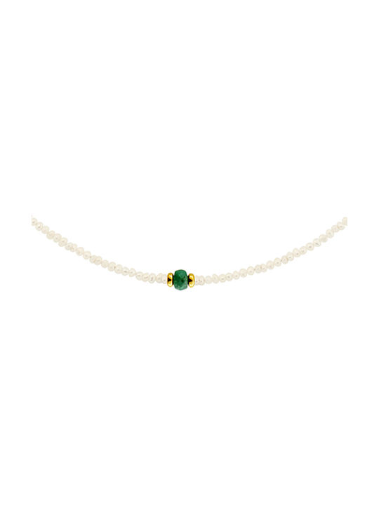 Margaritari Necklace from White Gold 14K with Pearls