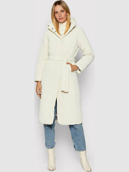 Granollers Women's Long Puffer Jacket for Winter Beige