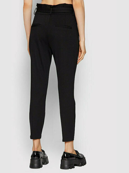 Vero Moda Women's High-waisted Fabric Trousers in Relaxed Fit Black