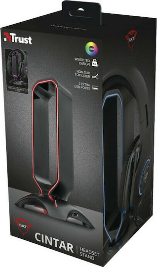 Trust GXT 265 Cintar Desktop Headphone Stand with LED Lighting and USB Port Black