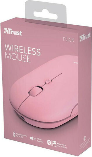 Trust Puck Rechargeable Kabellos Bluetooth Maus Rosa