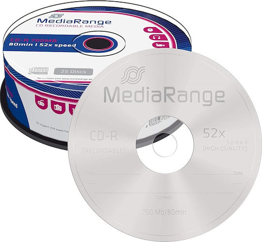 MediaRange Înregistrabile CD-R 52x 700MB Cutie pentru prăjituri 25buc