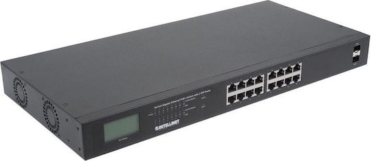 Intellinet LCD Screen Unmanaged L2 PoE+ Switch με 24 Θύρες Gigabit (1Gbps) Ethernet και 2 SFP Θύρες