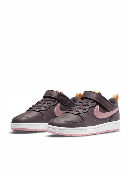Court Court Borough Kids Sports Shoes Basketball with Hoop & Loop Closure Violet Ore / Pink Glaze