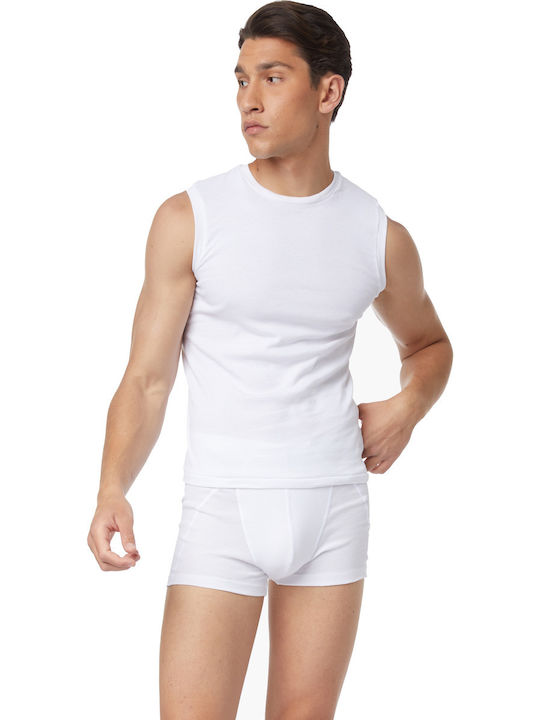 Men's Undershirts Sleeveless in White Color 2Pack