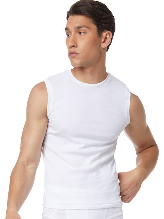 Men's Undershirts Sleeveless in White Color 2Pack