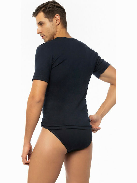 Men's Undershirts Short-sleeved in Navy Blue Color 2Pack