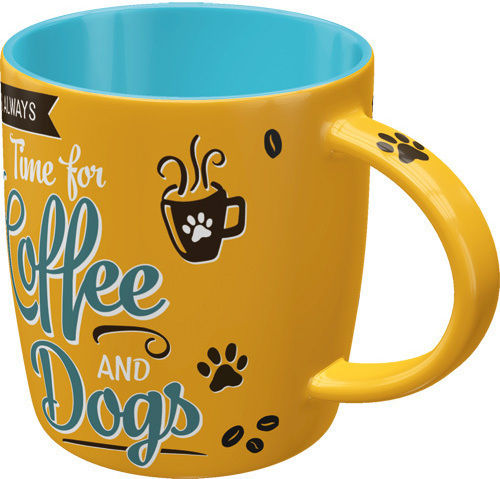Nostalgic Art Coffee and Dogs Cană Ceramică Galbenă 330ml