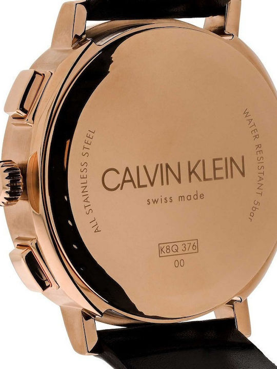 Calvin Klein Posh Men's Watch 43mm Chronograph Battery with Black Leather Strap