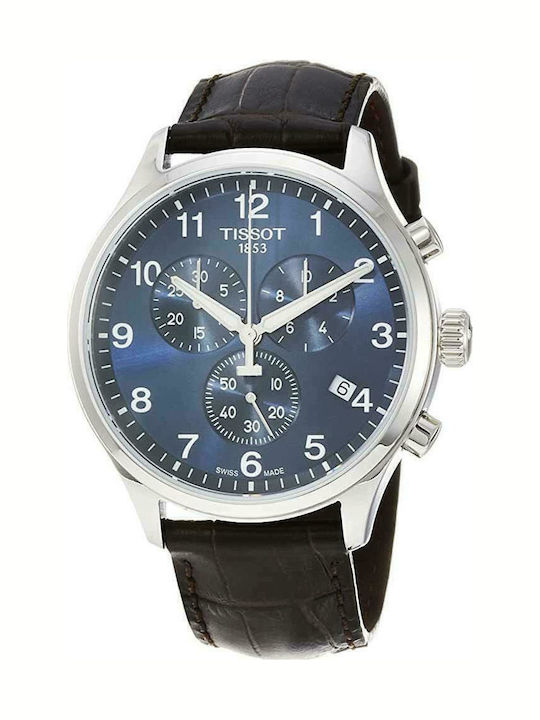 Tissot Chrono XL Classic Herrenuhr 45mm Chronograph mit Braunen Lederriemen