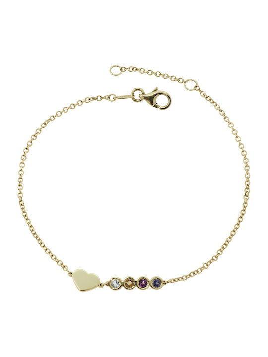 14K Gold Bracelet with 4 Birthday Stones (P-50767) / 14K Yellow Gold Bracelet