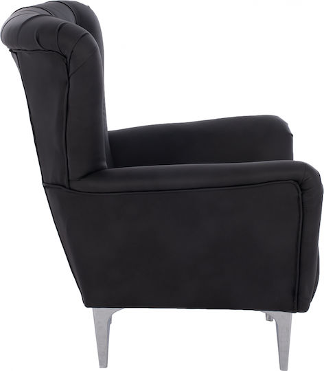 Chesterfield Bergère din Piele Ecologică Negru 87x88x100cm
