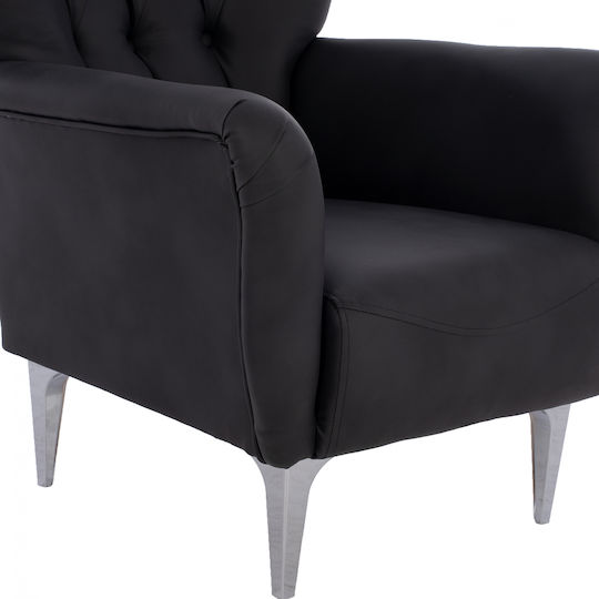 Chesterfield Bergère din Piele Ecologică Negru 87x88x100cm