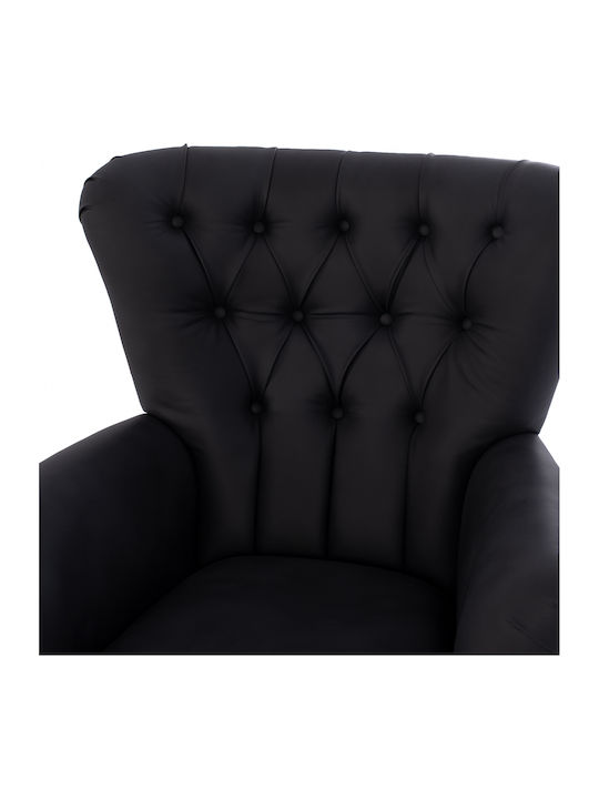 Chesterfield Bergère din Piele Ecologică Negru 87x88x100cm