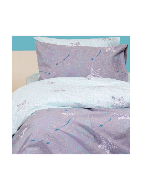 Melinen Sheet Set Single Cotton Star Boy Purple 170x270cm 3pcs