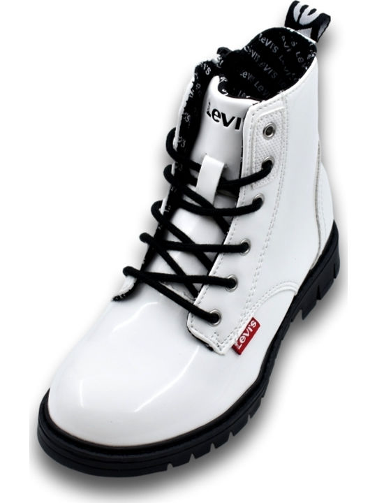 Pasadena Kids Boots from Patent Leather with Zipper White