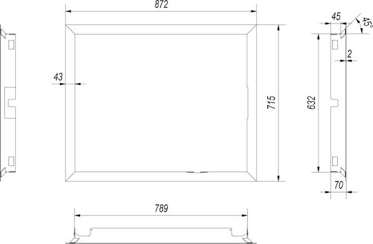 Kratki Χαλύβδινη Πρόσοψη Τζακιού 87.2x71.5cm