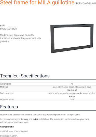 Kratki Steel Fireplace Mantel 107.6x58.6cm