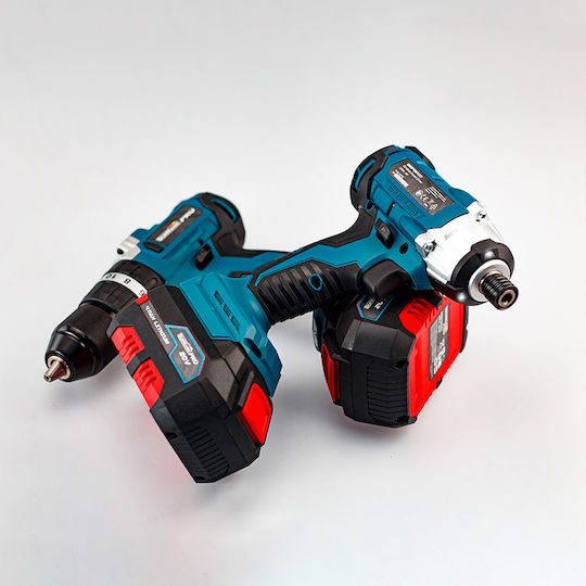 Bormann Pro BBP5000 Set Impact Drill Driver & Impact Screwdriver Brushless 20V with 2 Batteries 4Ah and Case