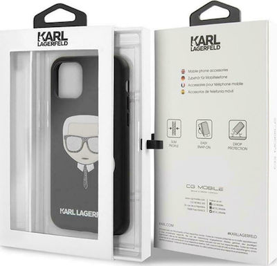 Karl Lagerfeld Faceplate Back Cover Σιλικόνης Μαύρο (iPhone 12 / 12 Pro)