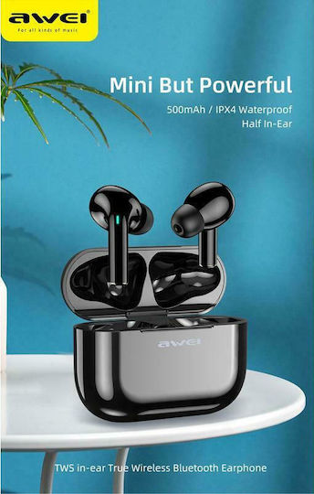 Awei T29 In-ear Bluetooth Handsfree Ακουστικά με Αντοχή στον Ιδρώτα και Θήκη Φόρτισης Μαύρα