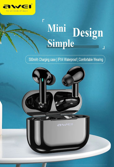 Awei T29 In-ear Bluetooth Handsfree Ακουστικά με Αντοχή στον Ιδρώτα και Θήκη Φόρτισης Μαύρα