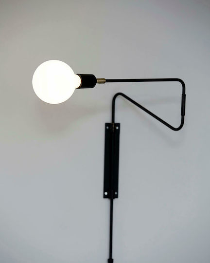 House Doctor Modern Lamp Wall with Socket E27 and Switch Black 35cm