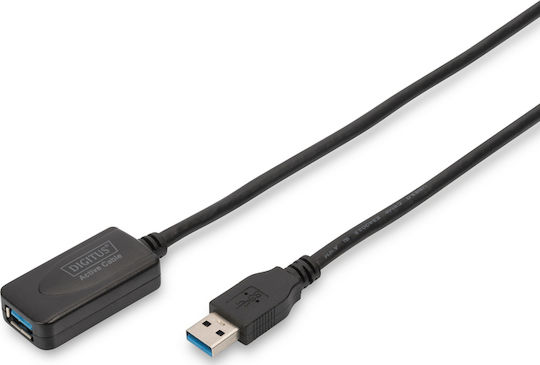 Digitus USB 3.0 Кабел USB-A мъжки - USB-A женски Черен 5м DA-73104