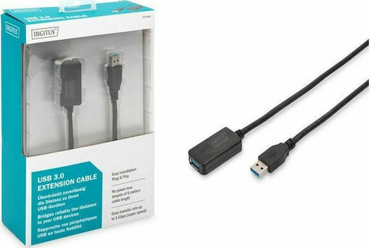 Digitus 3m USB 2.0 Extension Cable - A Male To A Female Black Data Cable