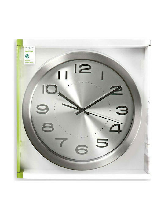 Nedis Wall Clock Metallic Silver Ø30cm