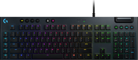 Logitech G815 Lightsync Гейминг Механична Клавиатура с GL Clicky суичове и RGB подсветка (Английски US) Черен
