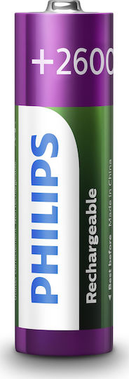 Philips Wiederaufladbare Batterien AA Ni-MH 2600mAh 1.2V 2Stück