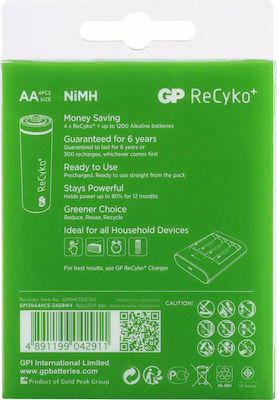 GP Batteries ReCyko+ Rechargeable Battery AA Ni-MH 1300mAh 1.2V 4pcs
